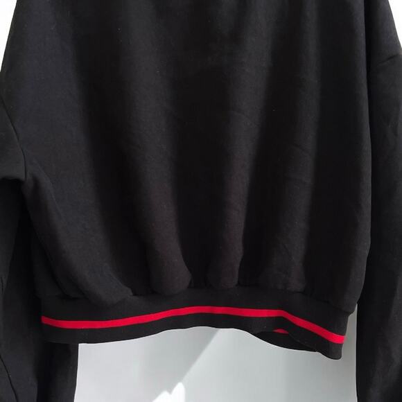 Black & Red Letter "A" Varsity Crop Bomber Jacket Women's size Large - Picture 8 of 12